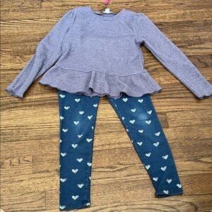 Splendid Purple Top and Blue Heart Leggings Set